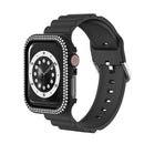 Anti-Fall Zinc Alloy Watch Protective Case Cover with Rhinestone Decor for Apple Watch Series SE3 / SE2 / SE1 /  6 / 5 / 4 44mm - Black - 2