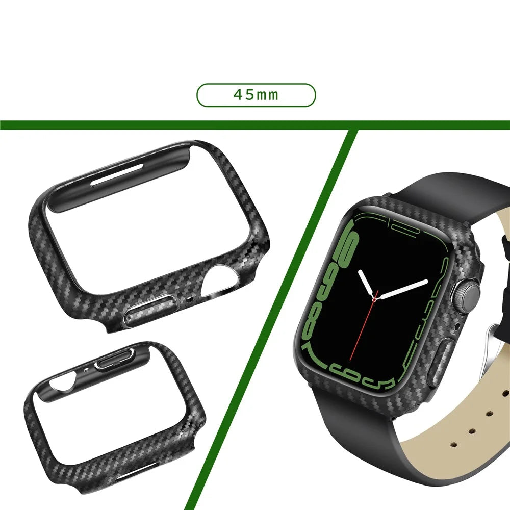 Carbon Fiber Anti-fall Hard PC Watch Protective Case Cover for Apple Watch Series 9 / 8 / 7 45mm - 6