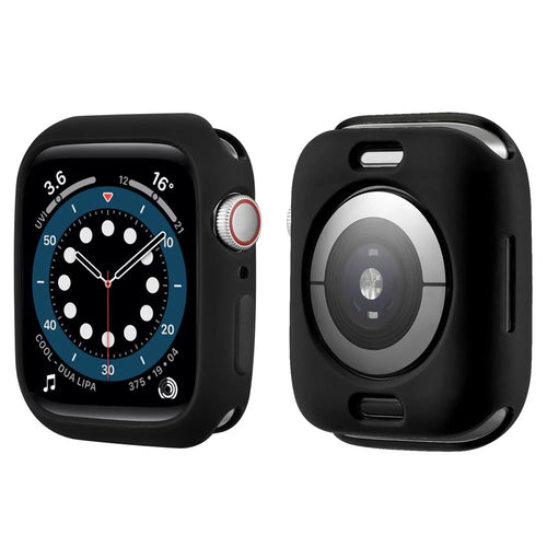 Soft TPU Smart Watch Protective Case Shell with Enclosed Button for Apple Watch Series 9 / 8 / 7 45mm - Black / Black - 1