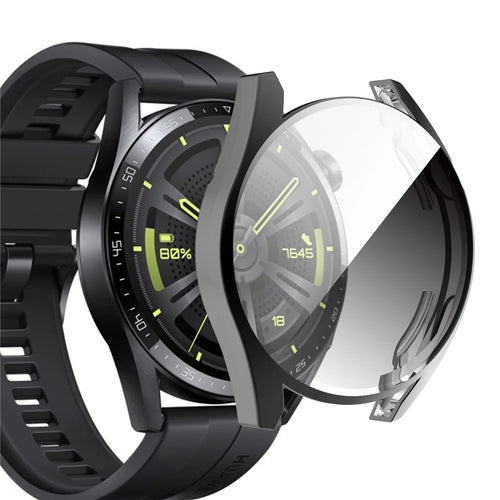 Full Coverage Soft TPU  Shockproof Electroplated Watch Protective Case for Huawei Watch GT 3 46mm - Black - 1