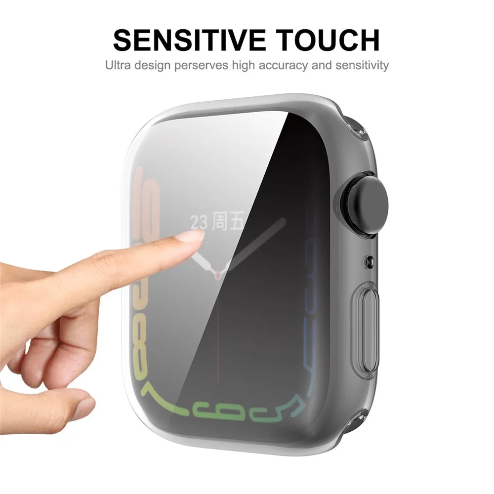 ENKAY HAT PRINCE TPU Protective Watch Case Cover with 9H Tempered Glass Screen Protector for Apple Watch Series 9 / 8 / 7 45mm - Transparent - 5
