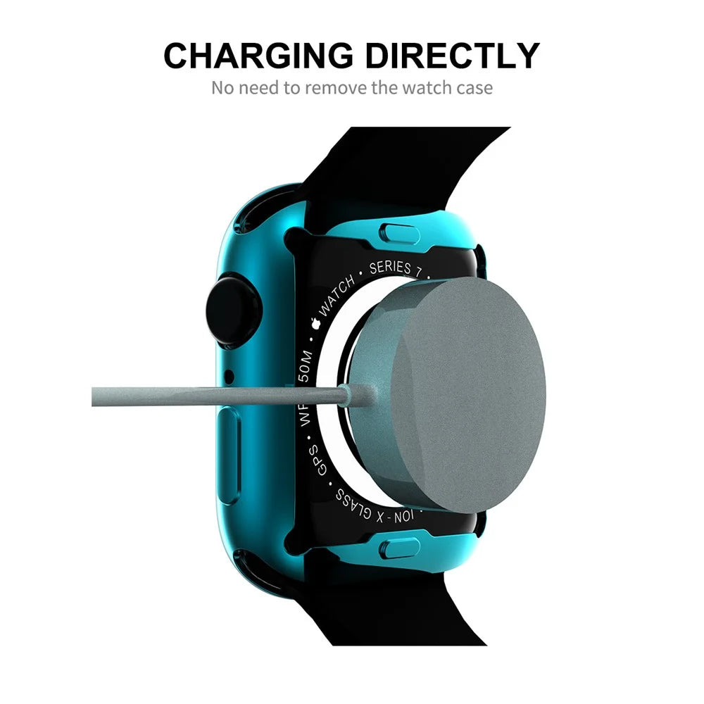 ENKAY HAT PRINCE Electroplated TPU Smart Watch Case with 9H Tempered Glass Screen Protector for Apple Watch Series 9 / 8 / 7 41mm - Cyan - 3