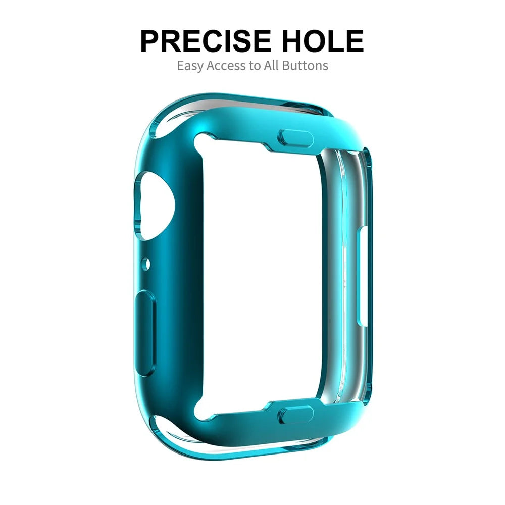 ENKAY HAT PRINCE Electroplated TPU Smart Watch Case with 9H Tempered Glass Screen Protector for Apple Watch Series 9 / 8 / 7 41mm - Cyan - 4
