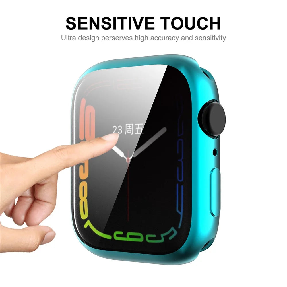 ENKAY HAT PRINCE Electroplated TPU Smart Watch Case with 9H Tempered Glass Screen Protector for Apple Watch Series 9 / 8 / 7 41mm - Cyan - 5