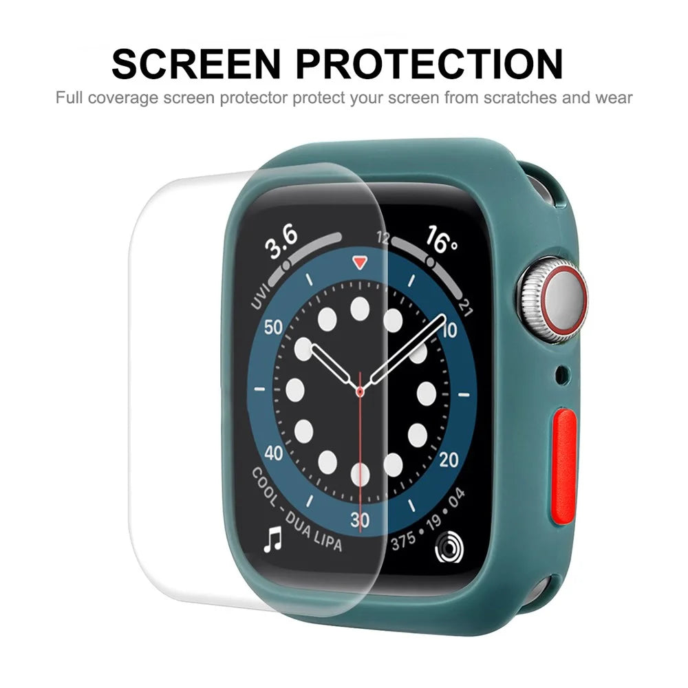 ENKAY HAT PRINCE TPU Watch Case Shell with Curved PET Full Size Screen Protector for Apple Watch Series 9 / 8 / 7 41mm - Green - 5