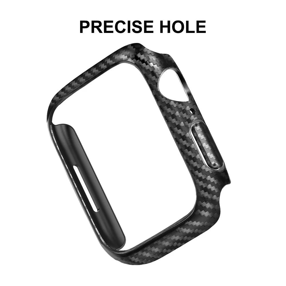 ENKAY HAT PRINCE Carbon Fiber Texture PC Watch Case with Hot Bending Curved PET Full Screen Protector for Apple Watch Series 9 / 8 / 7 41mm - 3