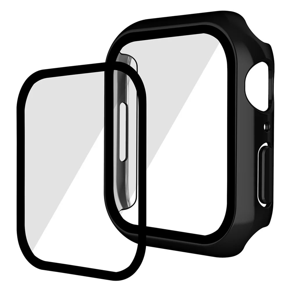ENKAY HAT PRINCE Electroplating PC Smart Watch Case with 9H Tempered Glass Screen Protector for Apple Watch Series 9 / 8 / 7 41mm - Black - 1