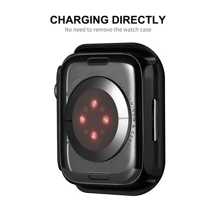 ENKAY HAT PRINCE Electroplating PC Smart Watch Case with 9H Tempered Glass Screen Protector for Apple Watch Series 9 / 8 / 7 41mm - Black - 3