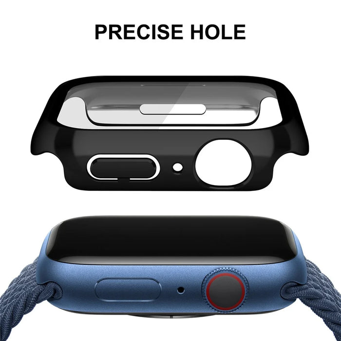 ENKAY HAT PRINCE Electroplating PC Smart Watch Case with 9H Tempered Glass Screen Protector for Apple Watch Series 9 / 8 / 7 41mm - Black - 4