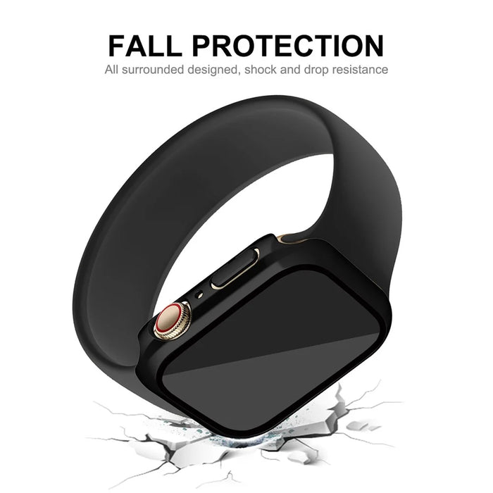 ENKAY HAT PRINCE Electroplating PC Smart Watch Case with 9H Tempered Glass Screen Protector for Apple Watch Series 9 / 8 / 7 41mm - Black - 5