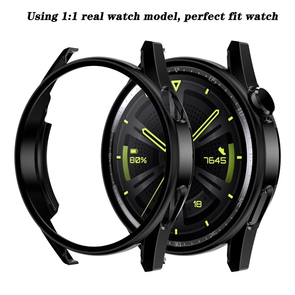 Scratch-proof Electroplating Frosted Watch Case Frame with Tempered Glass Screen Protective Film for Huawei Watch GT 3 46mm - Black - 6