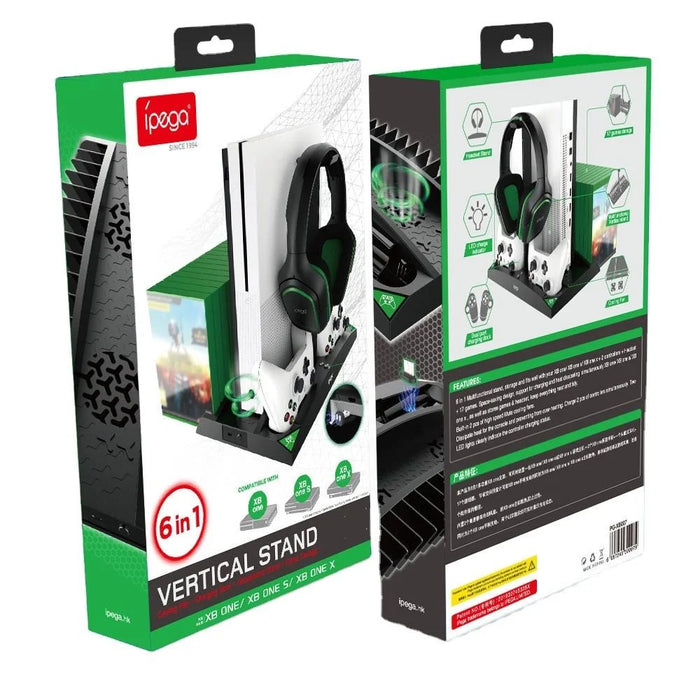 IPEGA PG-XB007 6 in 1 Multi-function Vertical Charging Dock for Xbox One Game Controller Charging Station with Headset Stand/Cooling Fan - 6