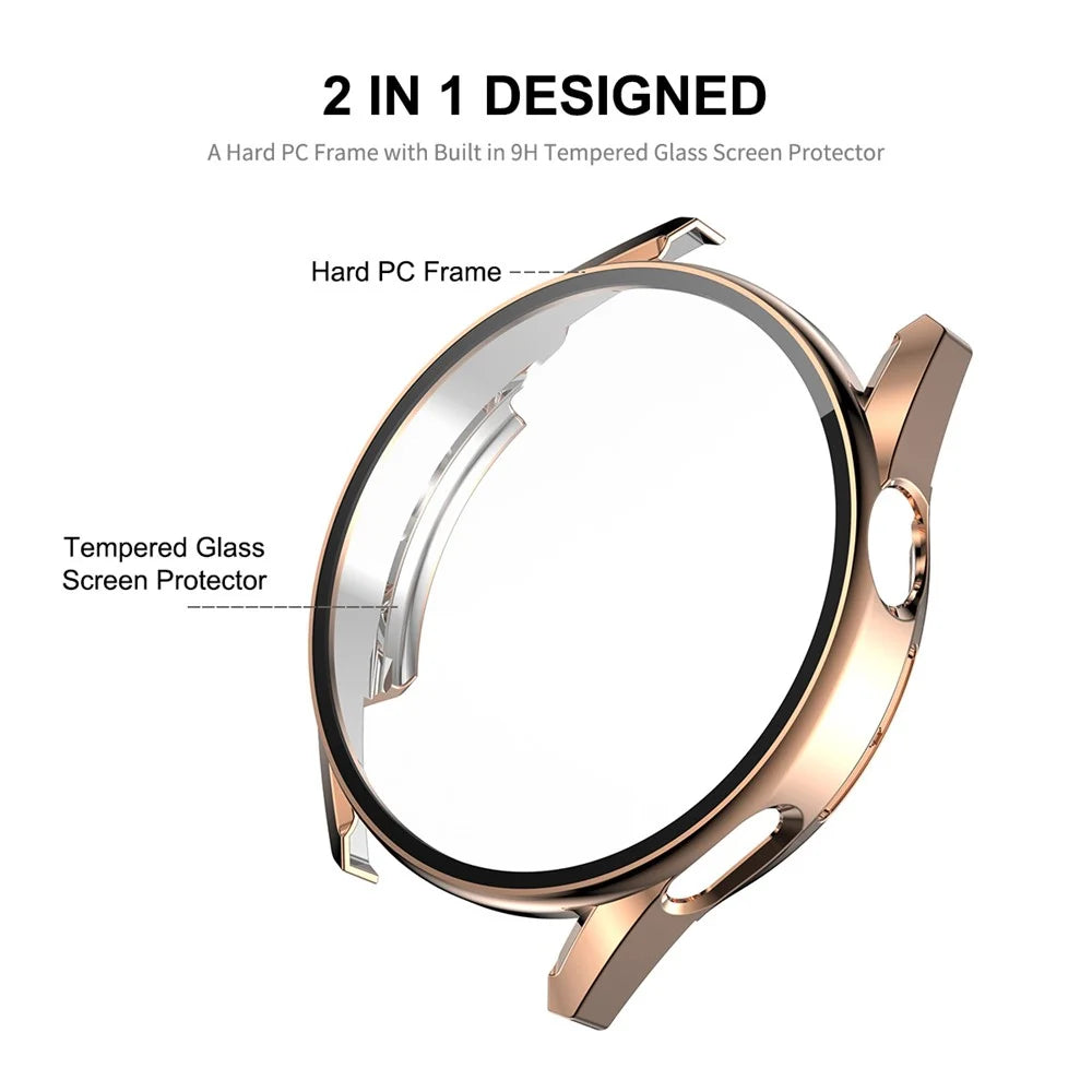 ENKAY HAT PRINCE for Huawei Watch GT 3 42mm 9H Tempered Glass Screen Protector Precise Cutout Electroplating Hard PC Watch Cover Case - Rose Gold - 3