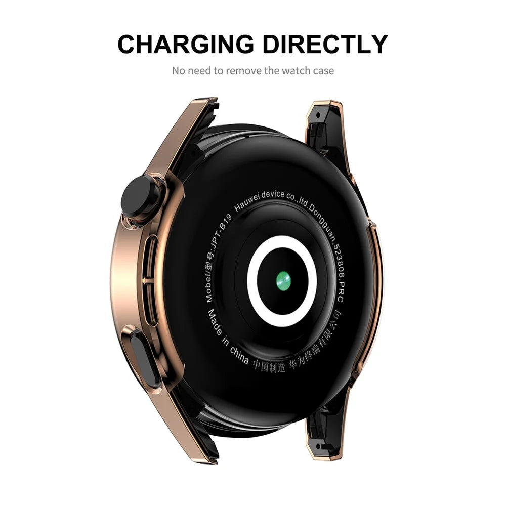 ENKAY HAT PRINCE for Huawei Watch GT 3 42mm 9H Tempered Glass Screen Protector Precise Cutout Electroplating Hard PC Watch Cover Case - Rose Gold - 4