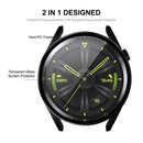 ENKAY HAT PRINCE for Huawei Watch GT 3 46mm 9H Tempered Glass Screen Protector Matte Rubberized Hard PC Watch Case - Black - 3