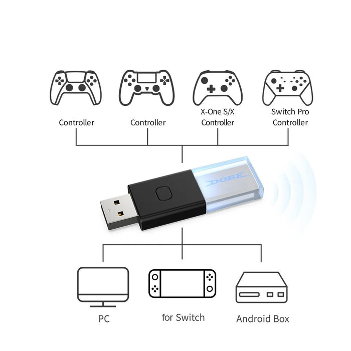 DOBE TY-1803 USB Bluetooth-compatible Controller Receiver for Xbox Switch S/X Game Console Compatible with BT 5.0 Driver Wireless Gamepad Adapter Gaming Accessories - 5