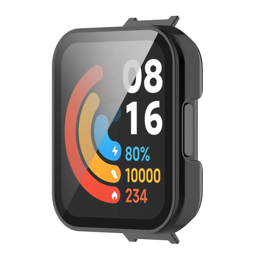 For Xiaomi Redmi Watch 2 Lite Anti-drop Hard PC Protective Case with Built-in Tempered Glass Screen Protector - Black - 2