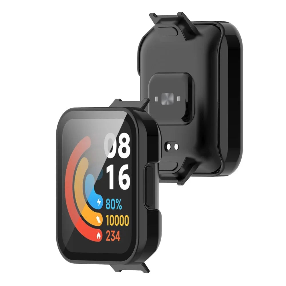 For Xiaomi Redmi Watch 2 Lite Anti-drop Hard PC Protective Case with Built-in Tempered Glass Screen Protector - Black - 5