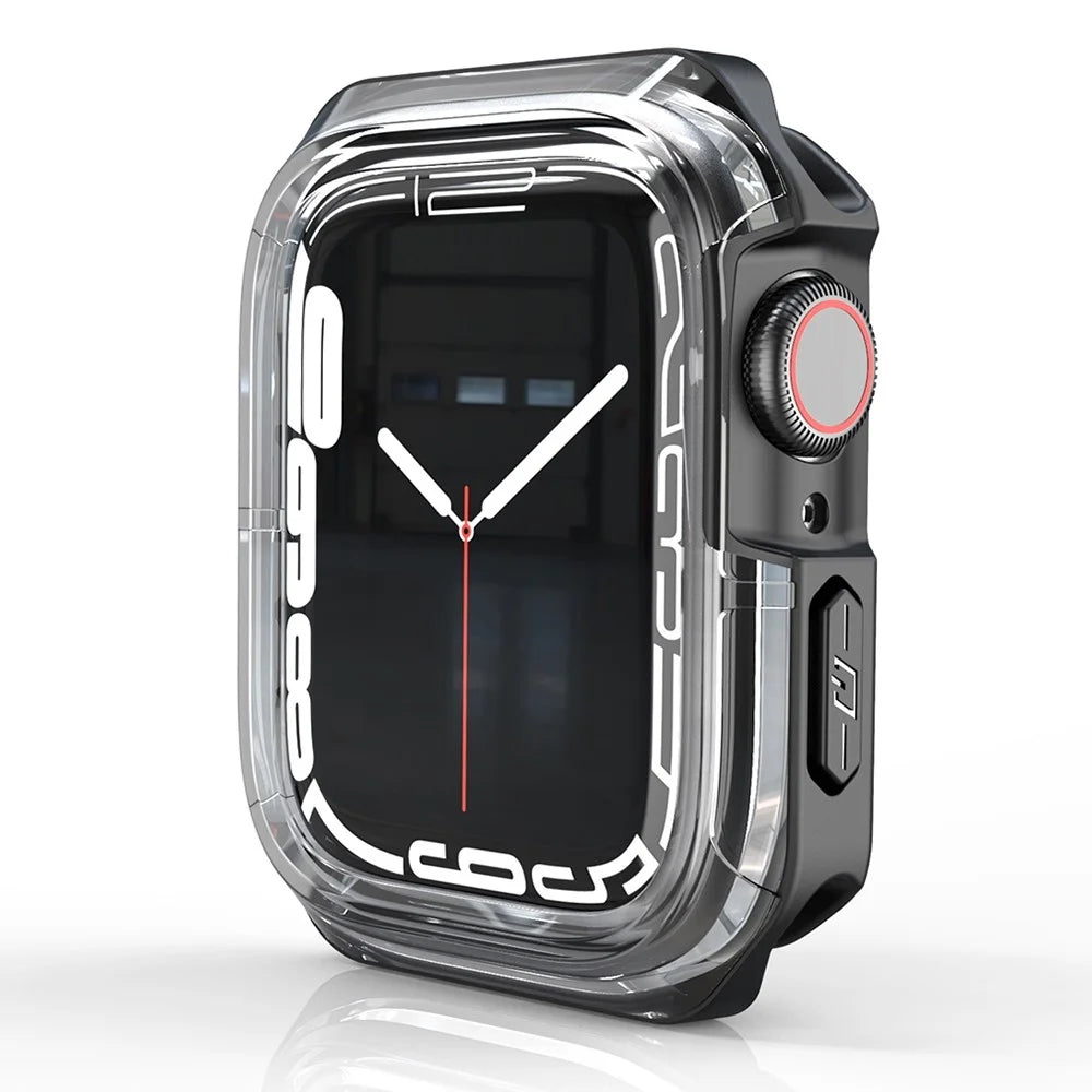 For Apple Watch Series 9 / 8 / 7 45mm Transparent Dual-color TPU+PC Smart Watch Case Protective Cover - Transparent / Black - 2