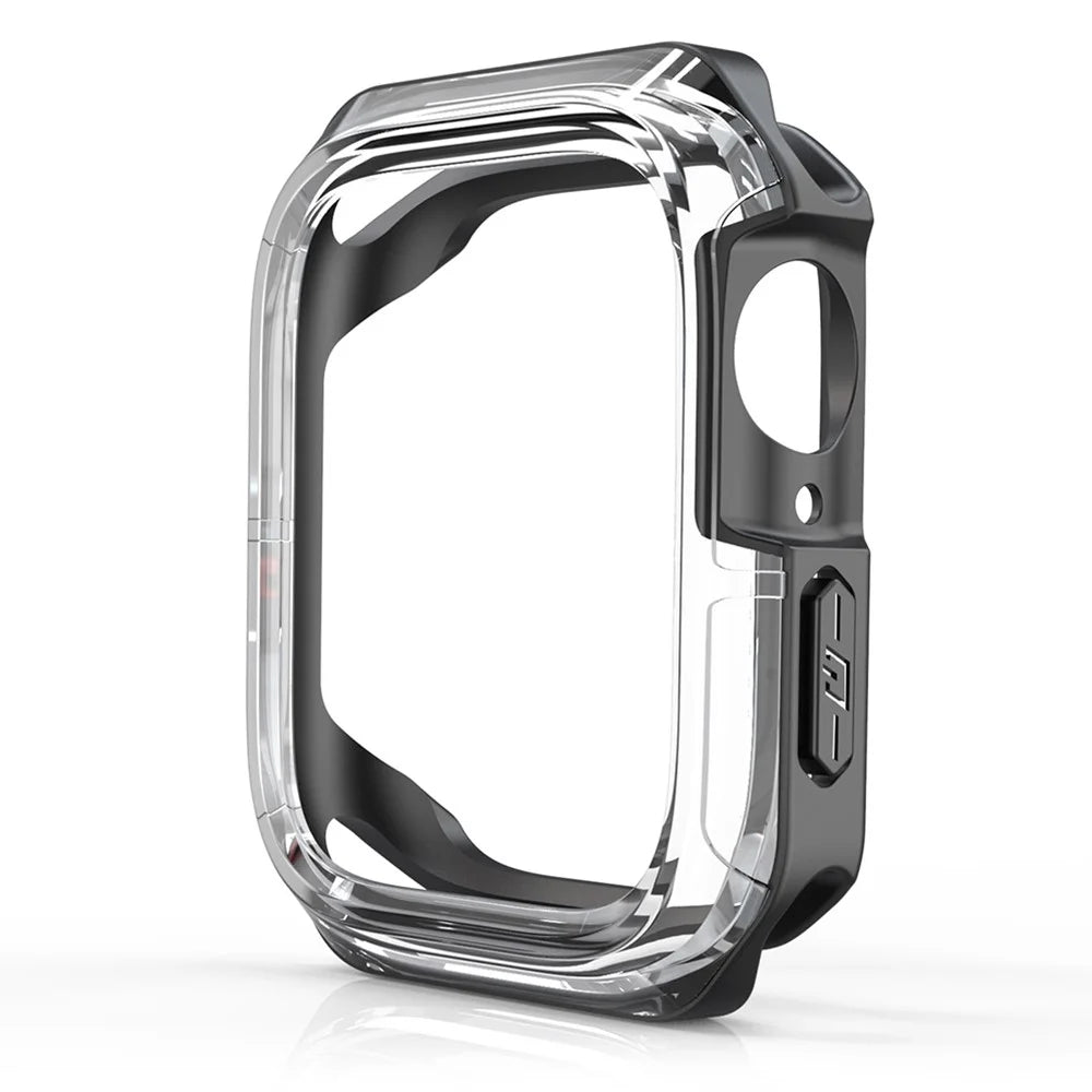 For Apple Watch Series 9 / 8 / 7 45mm Transparent Dual-color TPU+PC Smart Watch Case Protective Cover - Transparent / Black - 3