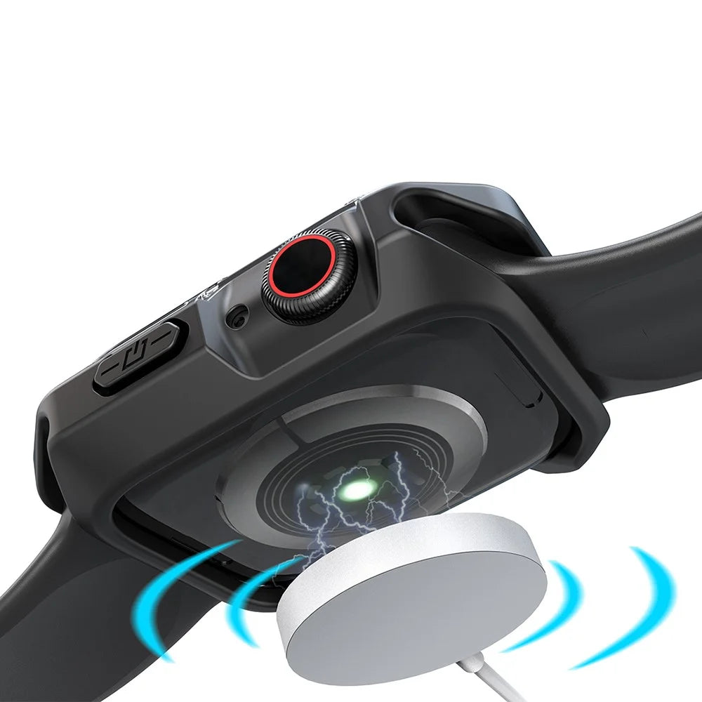 For Apple Watch Series 9 / 8 / 7 45mm Transparent Dual-color TPU+PC Smart Watch Case Protective Cover - Transparent / Black - 6