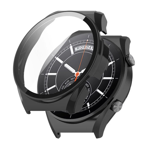 For Xiaomi Watch S1 Hard PC Anti-drop Protective Case with Built-in Anti-scratch Tempered Glass Screen Protector - Black - 1