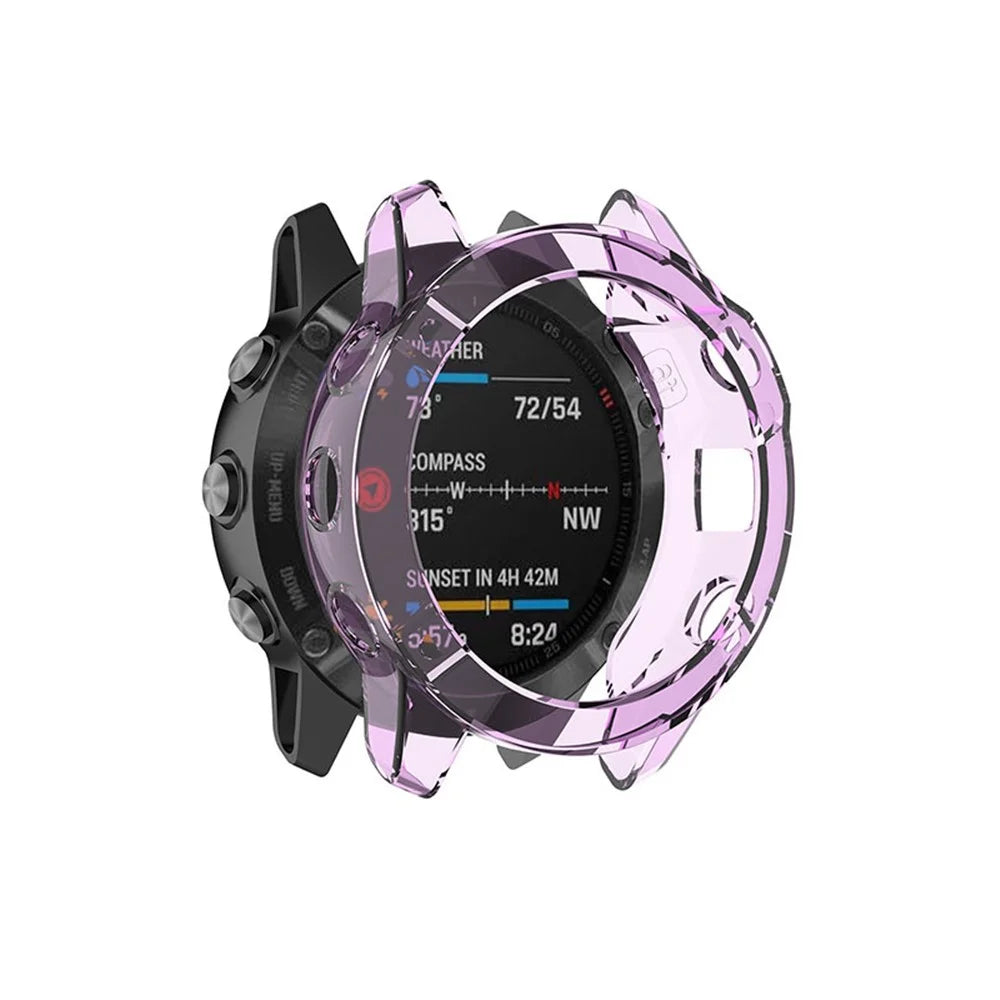 For Garmin Enduro Clear Full Coverage TPU Watch Case Protective Cover - Transparent Purple - 2