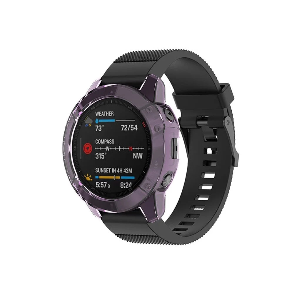 For Garmin Enduro Clear Full Coverage TPU Watch Case Protective Cover - Transparent Purple - 3