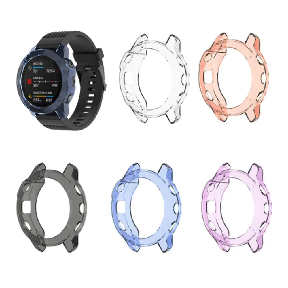 For Garmin Enduro Clear Full Coverage TPU Watch Case Protective Cover - Transparent Purple - 5