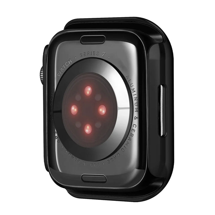 PC Watch Case for Apple Watch Series 9 / 8 / 7 45mm Well-protected Electroplating Watch Cover with Tempered Glass Screen Protector - Black - 5