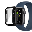 Matte PC Watch Case for Apple Watch Series 9 / 8 / 7 41mm Electroplating Watch Cover Protector with Tempered Glass Screen Protector - Black - 1