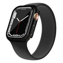 Electroplating PC Watch Case for Apple Watch Series 9 / 8 / 7 41mm Anti-fall Watch Cover with Tempered Glass Screen Protector - Black - 3