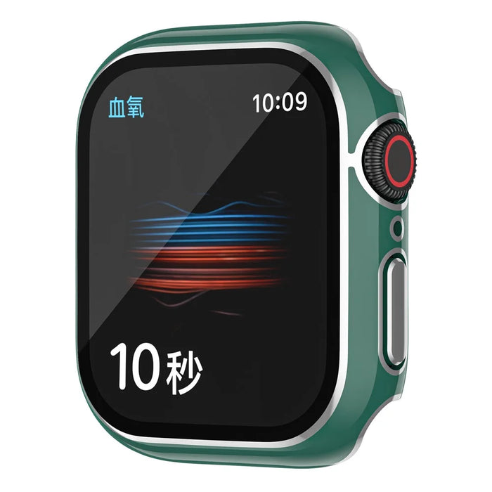 For Apple Watch Series 9 / 8 / 7 41mm Hard PC Anti-scratch Watch Case Shell with Tempered Glass Screen Protector - Green - 2