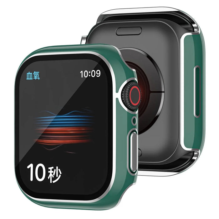 For Apple Watch Series 9 / 8 / 7 41mm Hard PC Anti-scratch Watch Case Shell with Tempered Glass Screen Protector - Green - 3