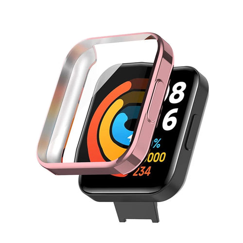 For Xiaomi Redmi Watch 2 Lite Electroplating Full Coverage Anti-Scratch TPU Watch Case Protective Cover - Pink/Gold - 1