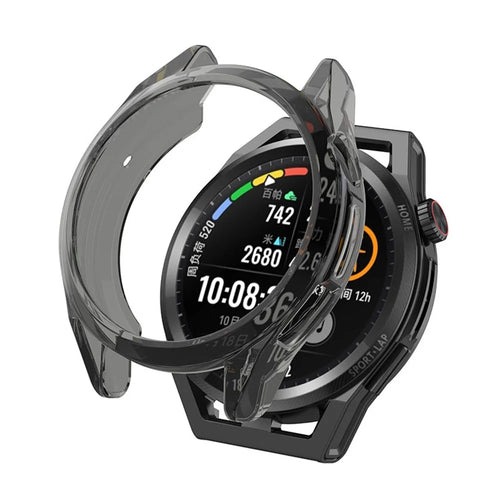 For Huawei Watch GT Runner Transparent TPU Smart Watch Half Cover Protective Case - Black - 1