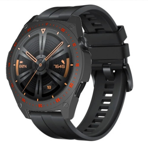 For Huawei Watch GT 3 (46mm) Scale Design Smart Watch PC Frame Protective Case - Black/Red - 1