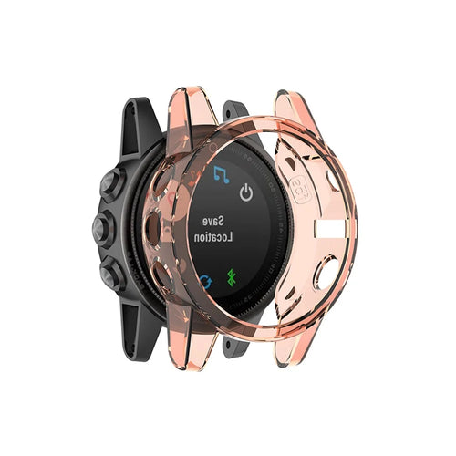 For Garmin Fenix 5S/5S Plus Transparent Watch Case Full Coverage Flexible TPU Protective Cover - Transparent Pink - 1