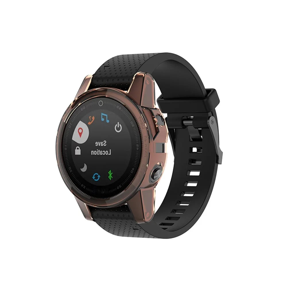 For Garmin Fenix 5S/5S Plus Transparent Watch Case Full Coverage Flexible TPU Protective Cover - Transparent Pink - 5