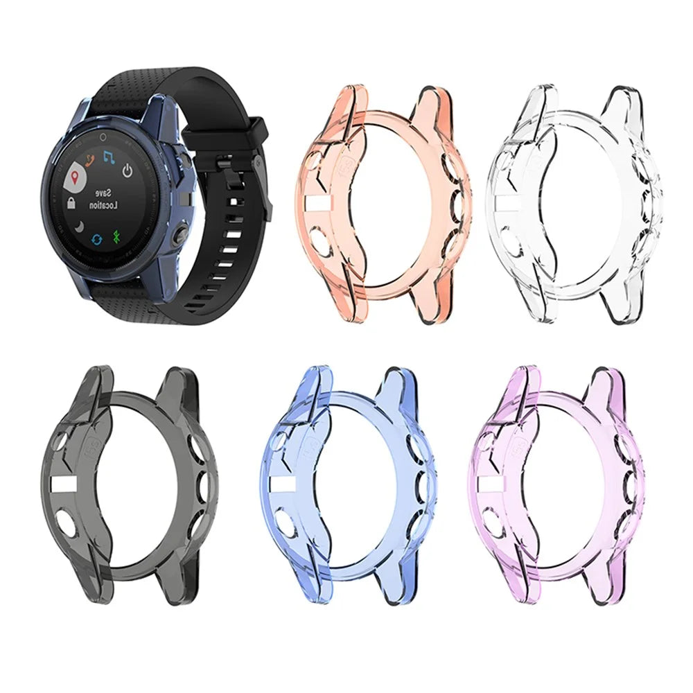 For Garmin Fenix 5S/5S Plus Transparent Watch Case Full Coverage Flexible TPU Protective Cover - Transparent Pink - 7