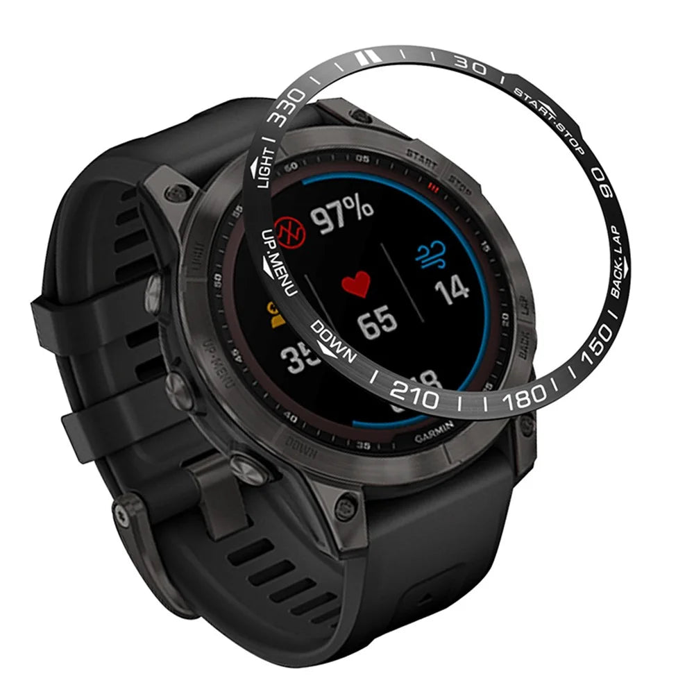 For Garmin Fenix 7 Sporty Scale Design Stainless Steel Watch Bezel Protective Ring - Black/White - 1