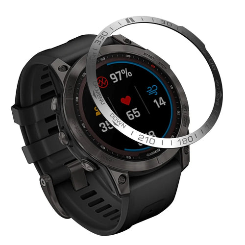 For Garmin Fenix 7 Scale Design Stainless Steel Sporty Smart Watch Bezel Protective Decor Ring - Silver/Grey - 1