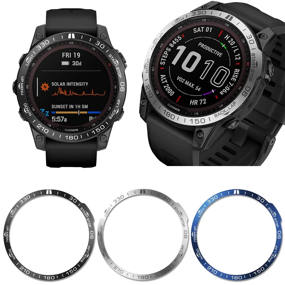 For Garmin Fenix 7 Scale Design Stainless Steel Sporty Smart Watch Bezel Protective Decor Ring - Silver/Grey - 4