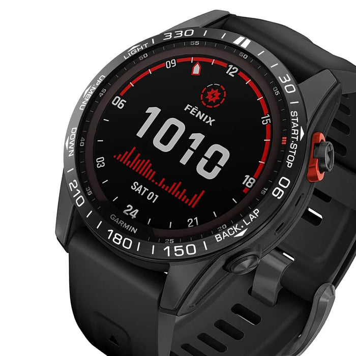 For Garmin Fenix 7S Scale Design Stainless Steel Watch Protective Bezel Decor Ring - Black/White - 2