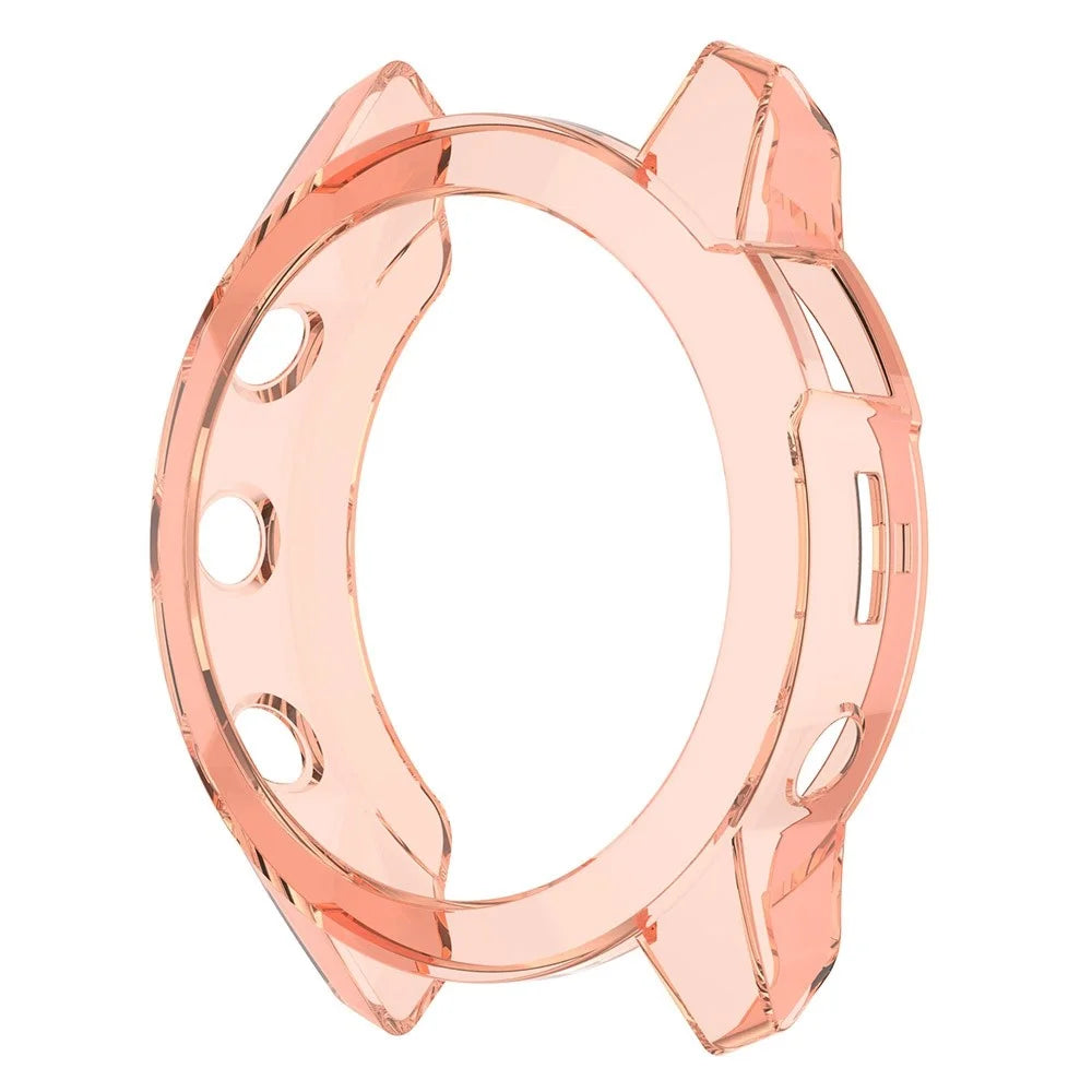 For Garmin Fenix 7/7 Solar/7 Sapphire Solar Half-pack Hollowed Transparent Watch Case Cover  - Transparent Pink - 3