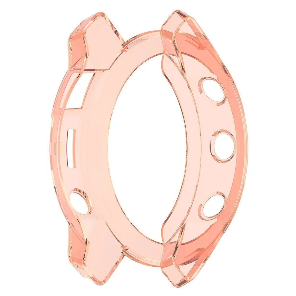 For Garmin Fenix 7/7 Solar/7 Sapphire Solar Half-pack Hollowed Transparent Watch Case Cover  - Transparent Pink - 4