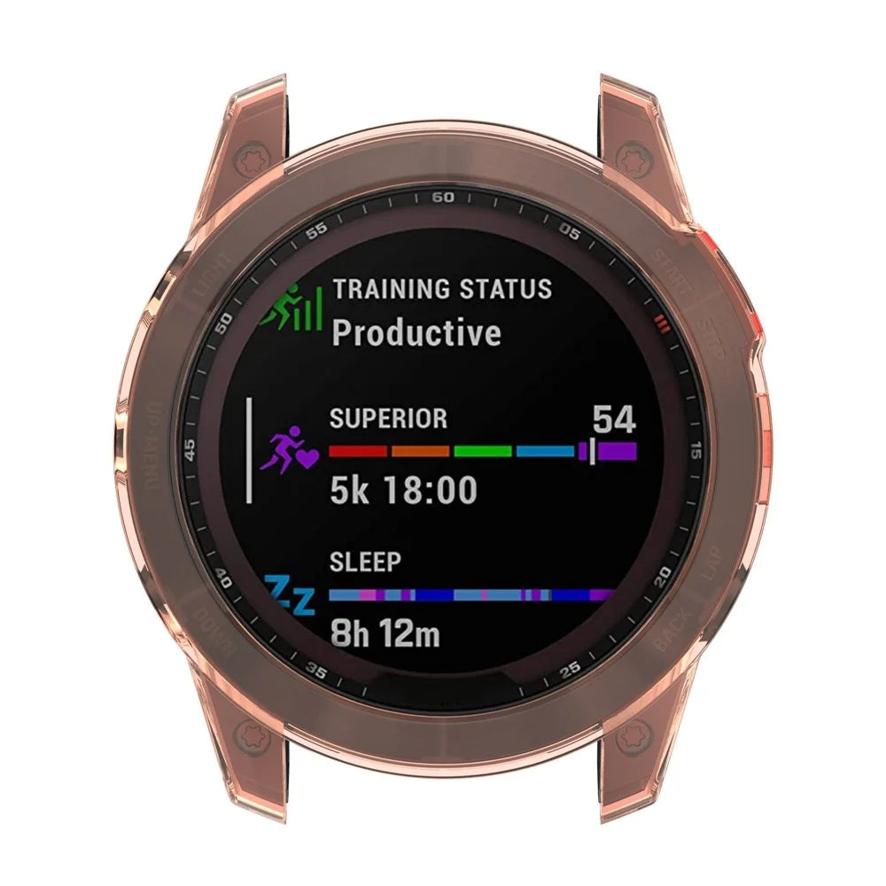 For Garmin Fenix 7/7 Solar/7 Sapphire Solar Half-pack Hollowed Transparent Watch Case Cover  - Transparent Pink - 5