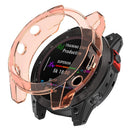For Garmin Fenix 7X/7X Solar Transparent TPU Watch Case Protective Cover - Transparent Pink - 1
