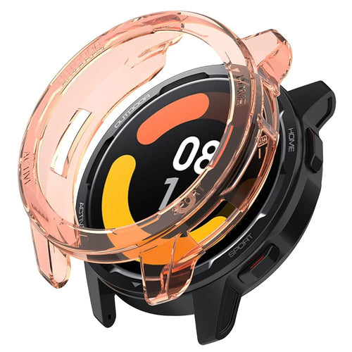 For Xiaomi Watch S1 Active/Watch Color 2 Anti-fall Transparent Watch Case TPU Cover Protector - Transparent Orange - 1