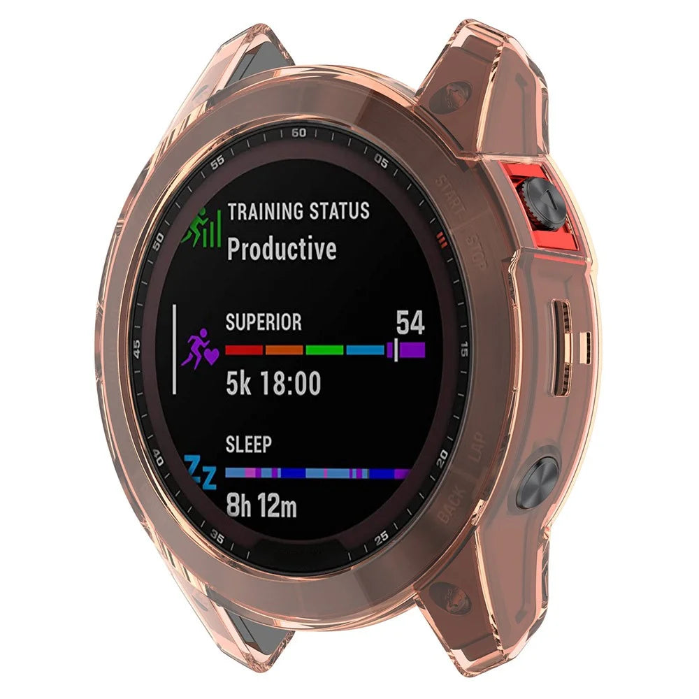 For Garmin Epix Hollow Out Transparent Durable TPU Watch Case Protective Cover - Transparent Pink - 2